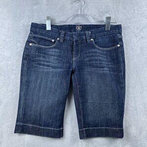 BEBE Trouser Walk Bermuda Shorts Womens Size 30 Medium Wash Low Rise Blue